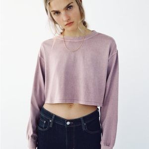 Zara Mauve Cropped Washed Shirt